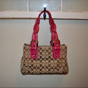 Coach signature jacquard shopper satchel tote